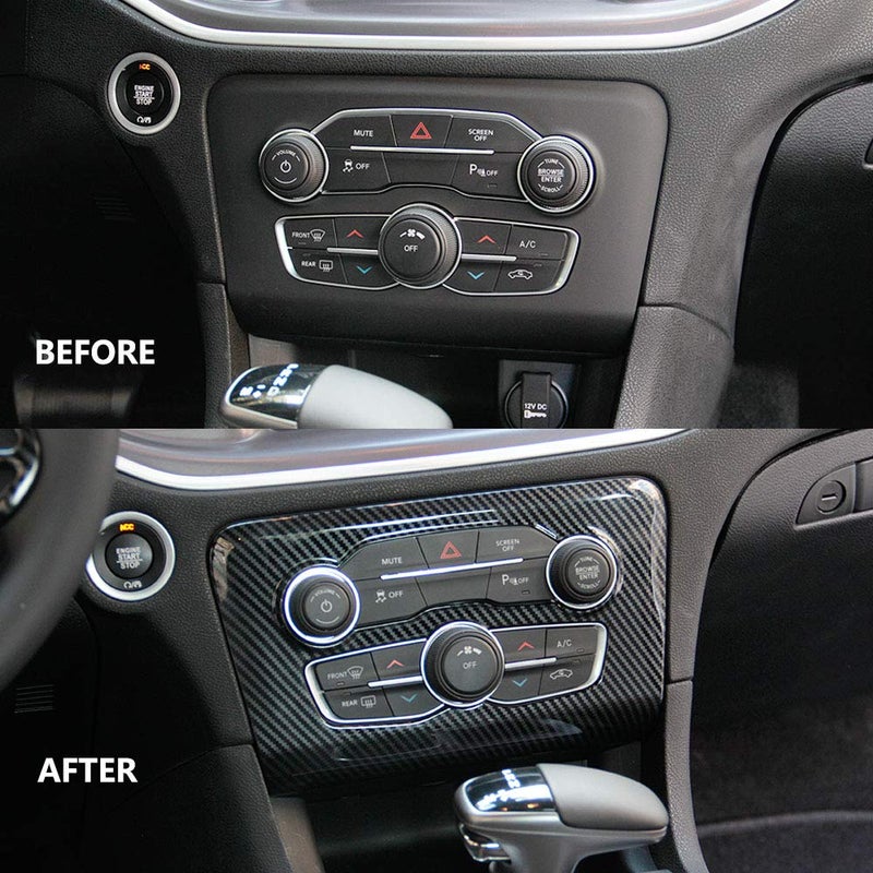 crosselec Carbon Fiber Central Control Air Conditioning A/C Panel Cover tirm for Dodge Charger 2015+ (Black) - Image 5